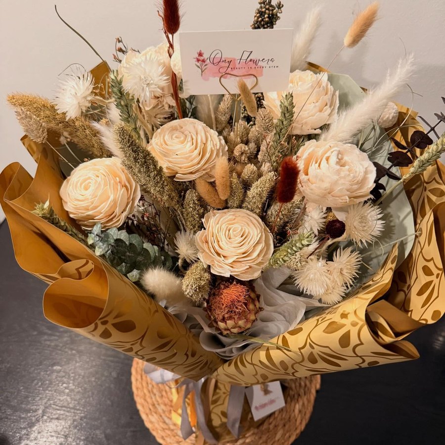 Custom dried flower bouquet by ONY Flowers